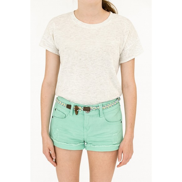 Rue21 Womens Mint Green Denim Shorts with Braided Belt Size 5/6 - Picture 1 of 4